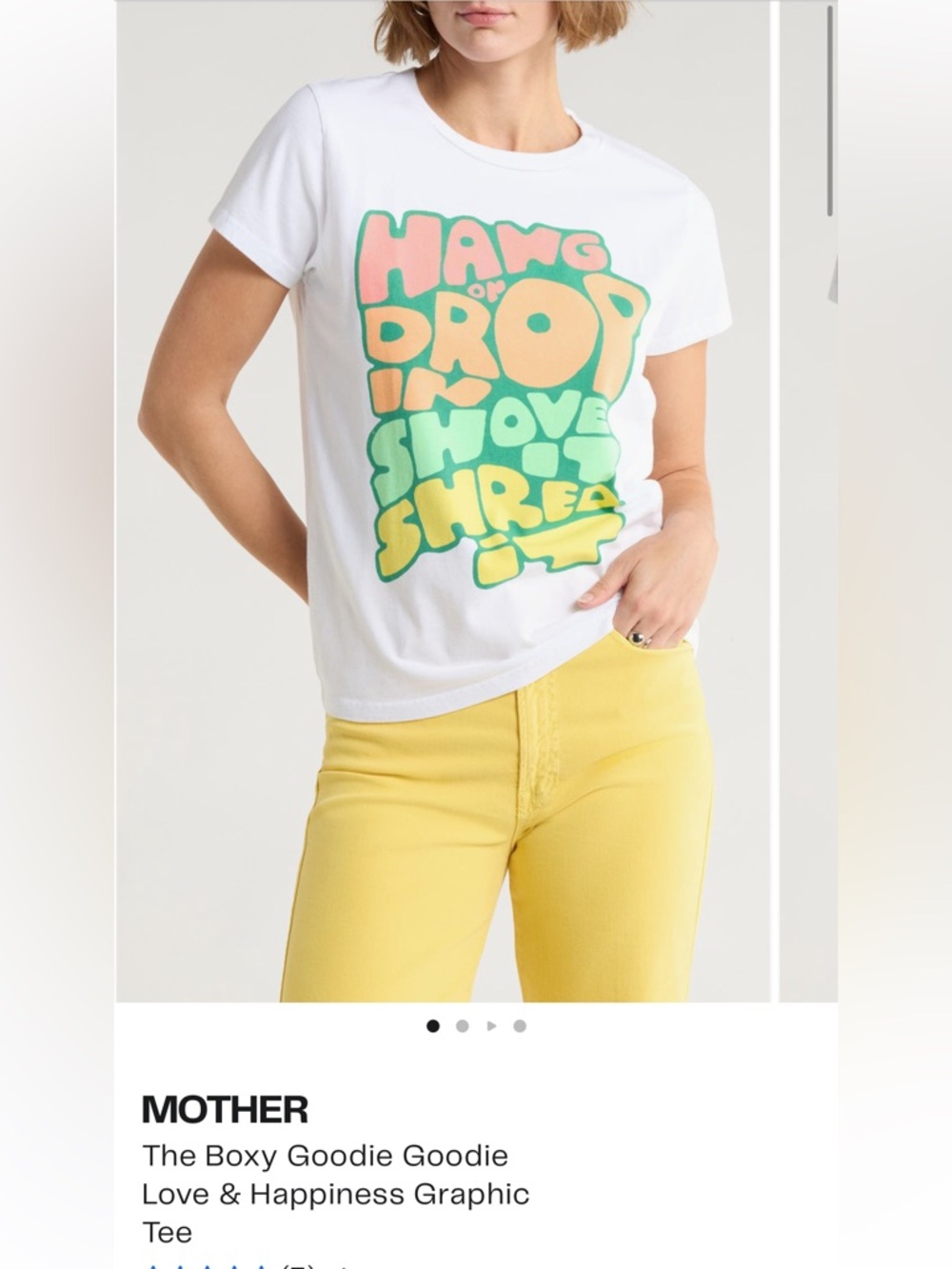 Mother L boxy goodie goodie love & happiness white graphic tee *color stain